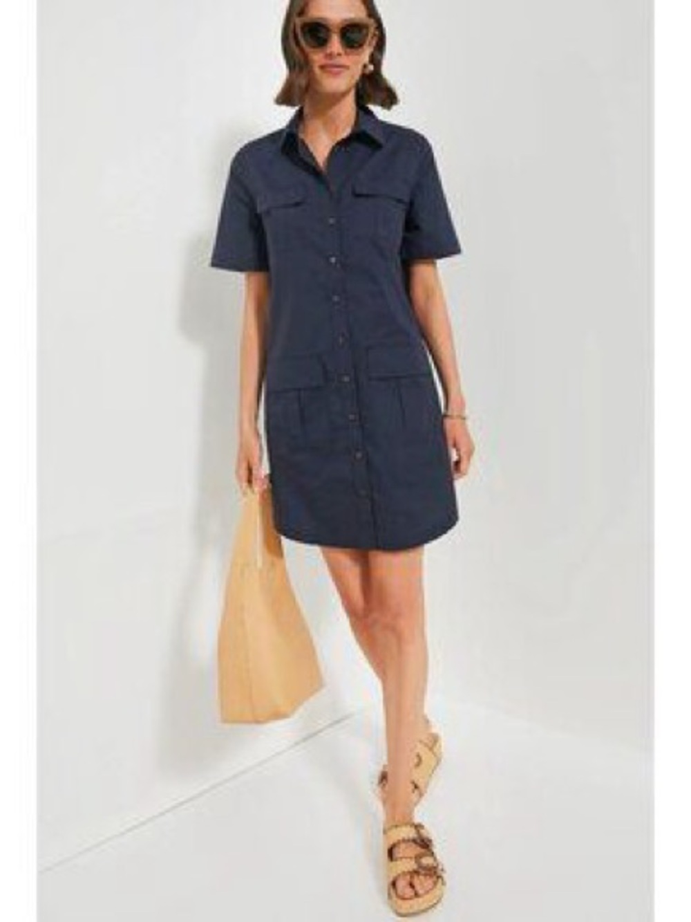 Tuckernuck Navy Cargo Button-Front Shirt Dress